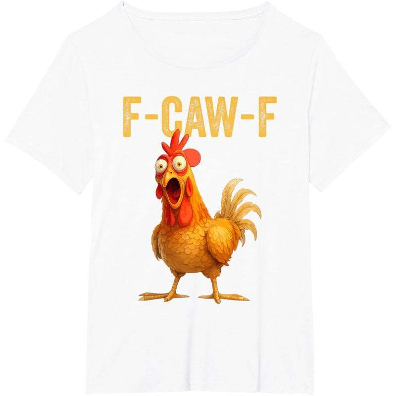 F-CAW-F Rooster Print Cotton Crewneck Short-Sleeve Women's Tee