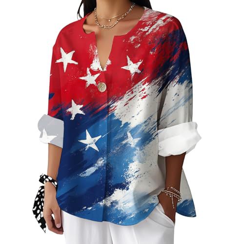 Women's Striped Print Long Sleeve Shirt V-Neck