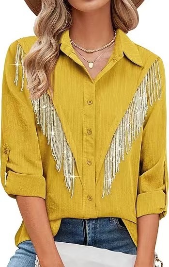 Women's Vertical Stripe Print Long Sleeve Button-Down Shirt