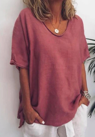 Women's 3D Print V-Neck Short Sleeve Casual Top