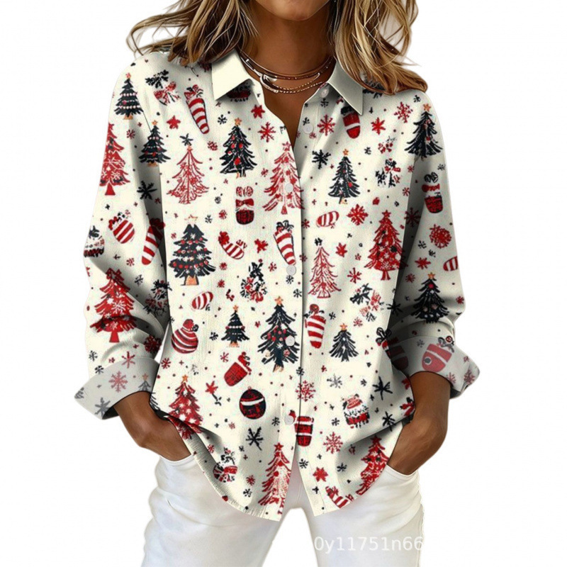 Women's Plaid Floral Print Long Sleeve Button-Up Shirt