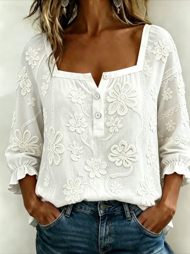 Women's Unique Print Long Sleeve Button-Down Shirt