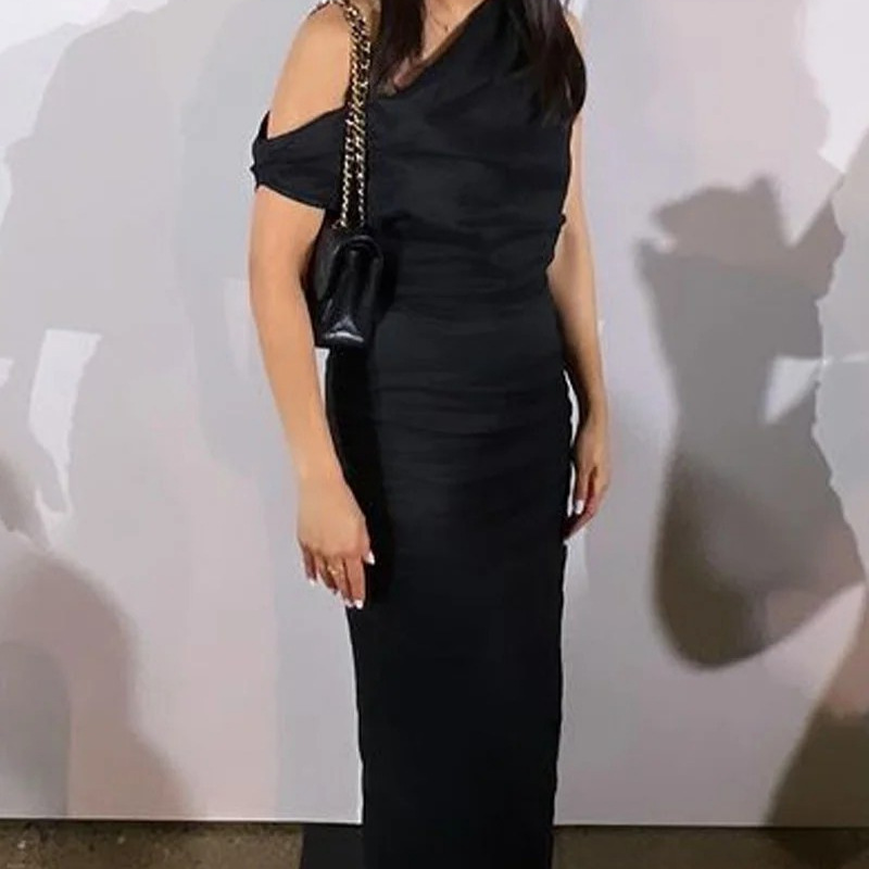 Women's Minimalist One-Shoulder Midi Dress