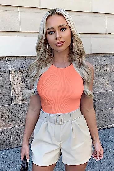 Sleeveless Ribbed Bodysuit Thong