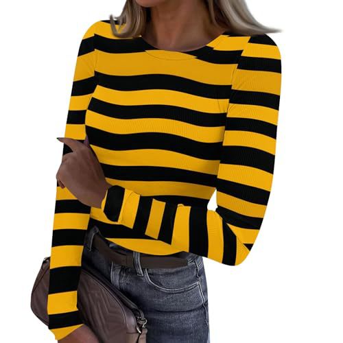 Colorful Striped Heart Print Long Sleeve Women's Top