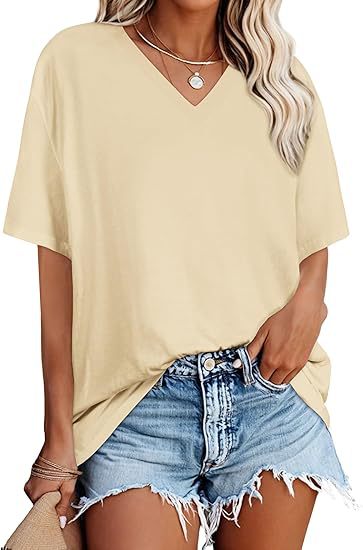 Women's V-Neck Short Sleeve Graphic T-Shirt Casual Loose Fit