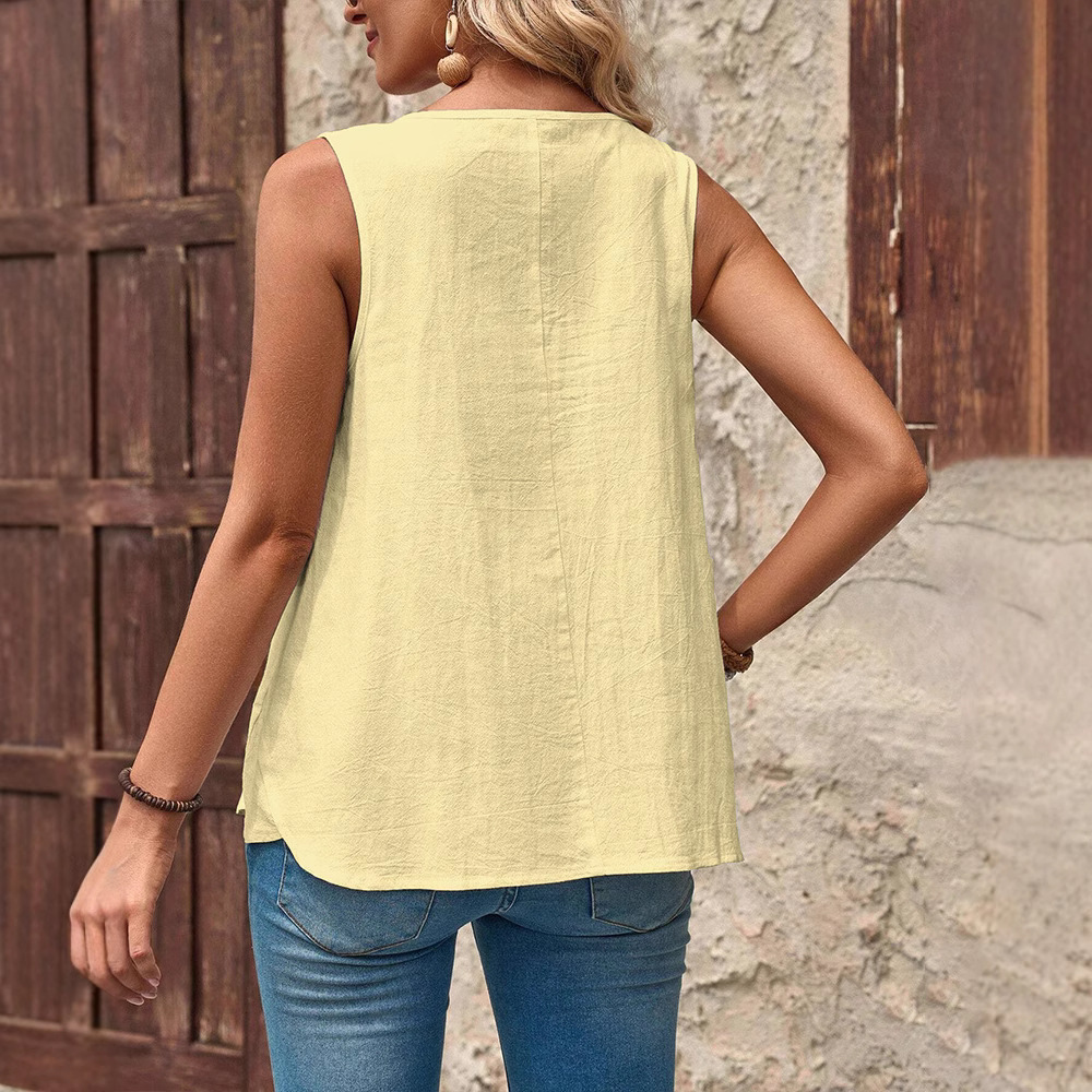 Summer Crewneck Sleeveless Tank Top Casual Versatile Fashion Women's Sportswear