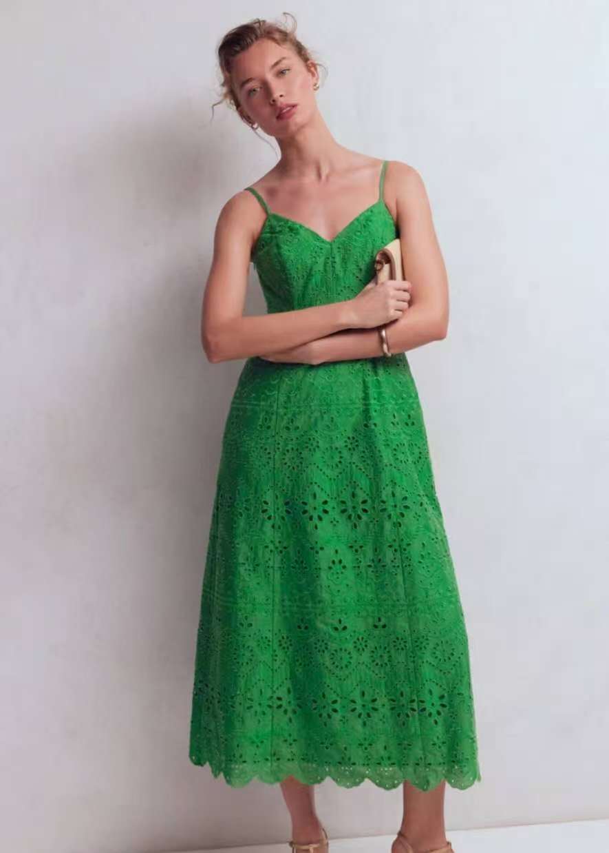 V-Neck Cutout Waist Midi Cami Dress