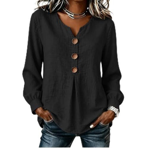 Women's Summer Solid Print Long Sleeve Button Shirt