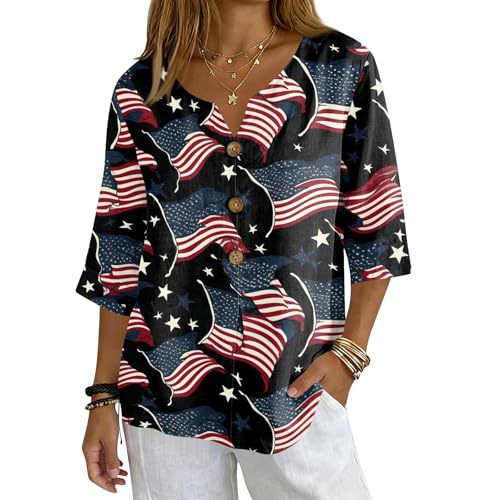 Summer Plaid Star Heart Print Button-Up Top