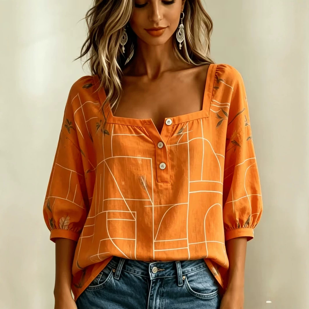 Women's Vintage Heart Print Long Sleeve Shirt