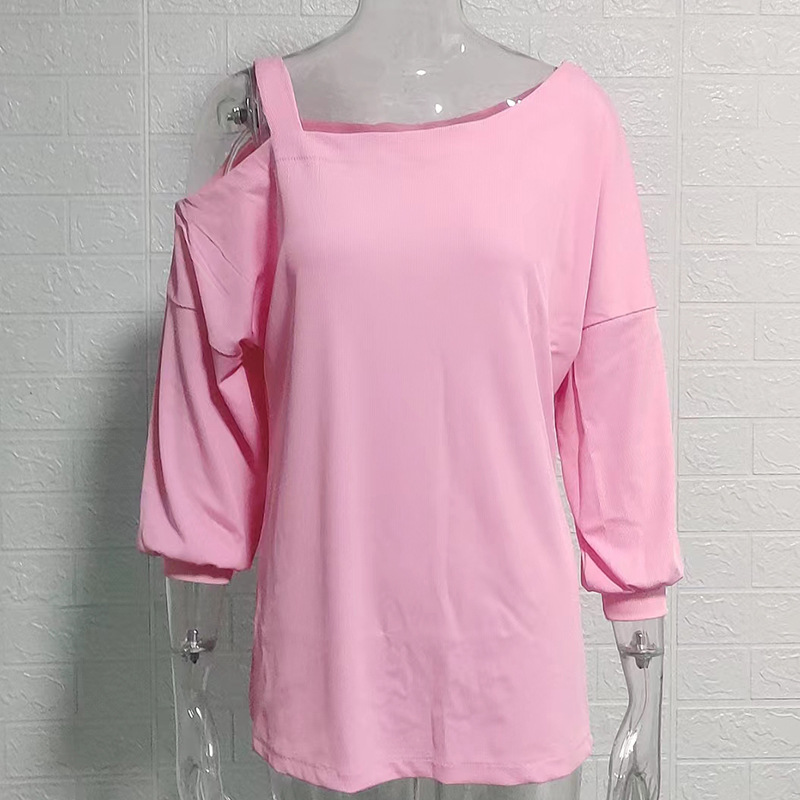 Solid Color Off-Shoulder Long Sleeve Tunic Top