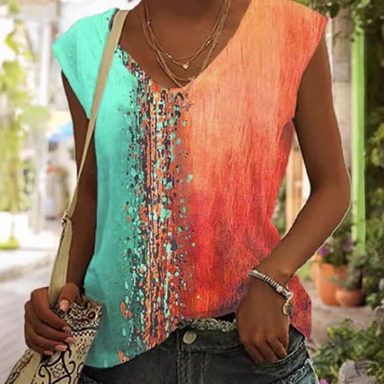 Women's Gradient Sleeveless Tank Top Crew Neck Polyester