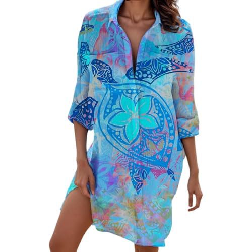 Women's Long Sleeve Button-Down Shirt with Colorful Ethnic Print