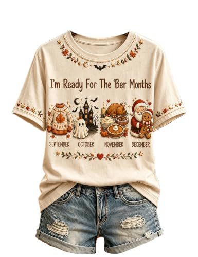 Olive Pumpkin Maple Leaf Print Short Sleeve T-Shirt