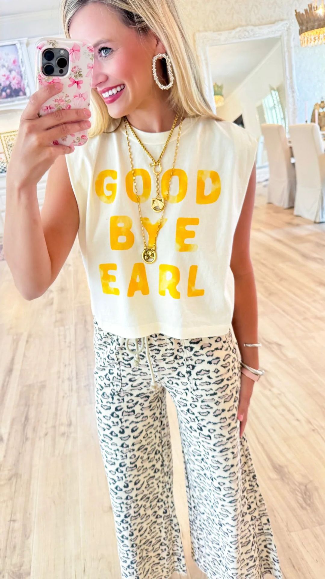 Summer Print Crewneck Sleeveless Letter Casual T-Shirt Top for Women