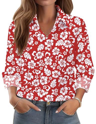 Women's Floral Butterfly Heart Print Long Sleeve Blouse