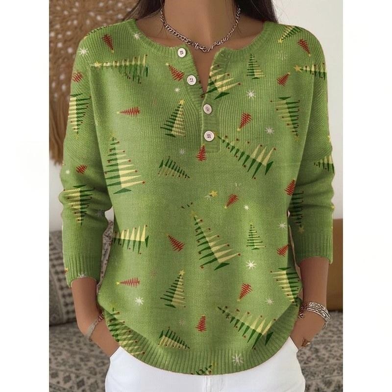 Women's Retro 3D Digital Print Four-Button Stand Collar T-Shirt