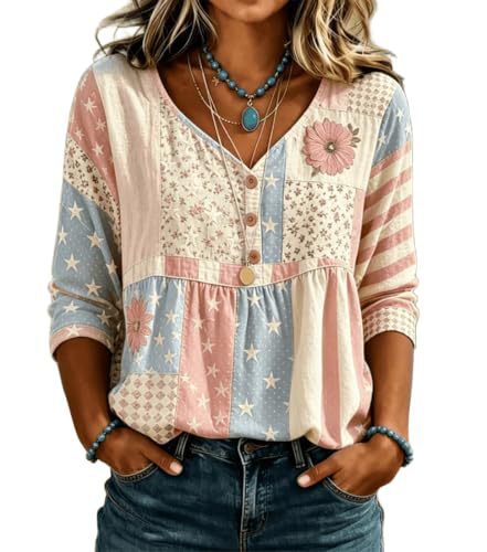 Women's Daisy Floral Print Long Sleeve Shirt