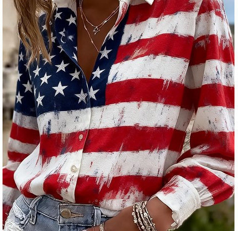 Women's Colorful Floral Print Long Sleeve Button-Up Shirt