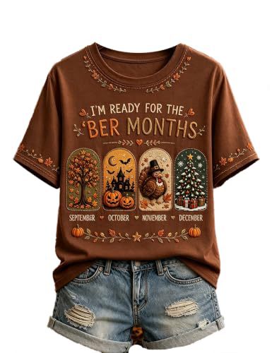 Olive Pumpkin Maple Leaf Print Short Sleeve T-Shirt