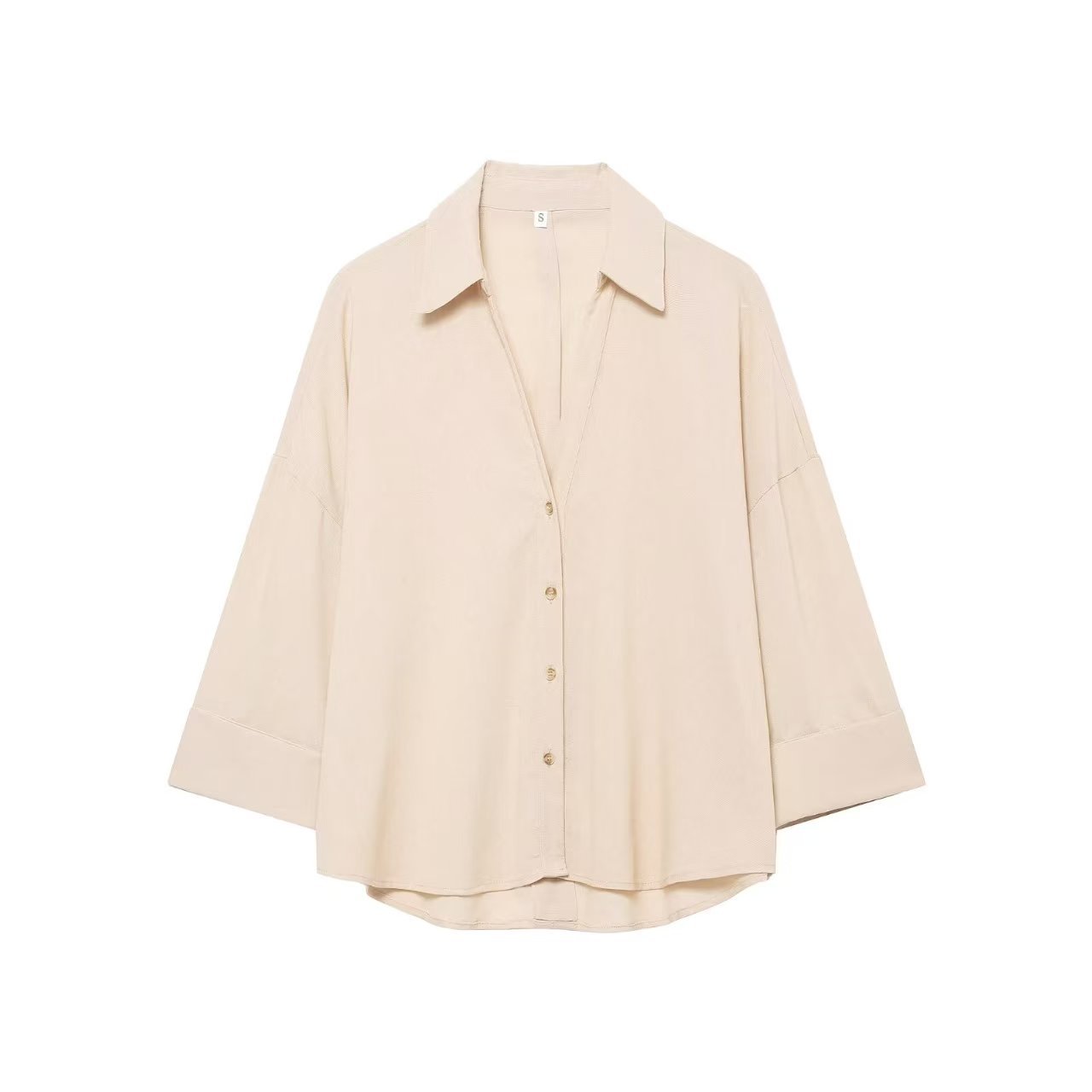 Women's Oversized Casual Button-Down Shirt Short Sleeve Solid