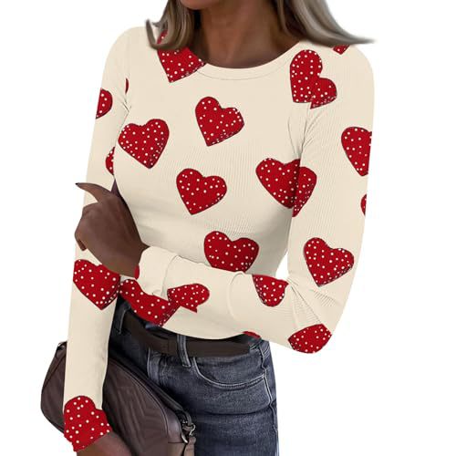 Colorful Striped Heart Print Long Sleeve Women's Top