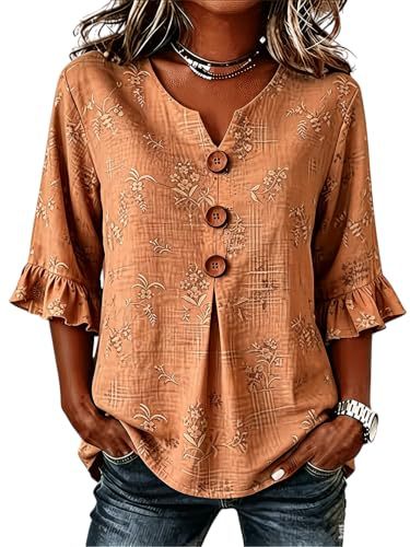 Women's Floral Print Short Sleeve Casual Button-Up Shirt