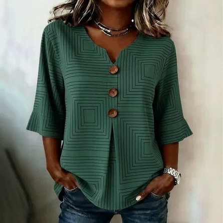 Women's Solid Print Rolled Sleeve Casual Shirt
