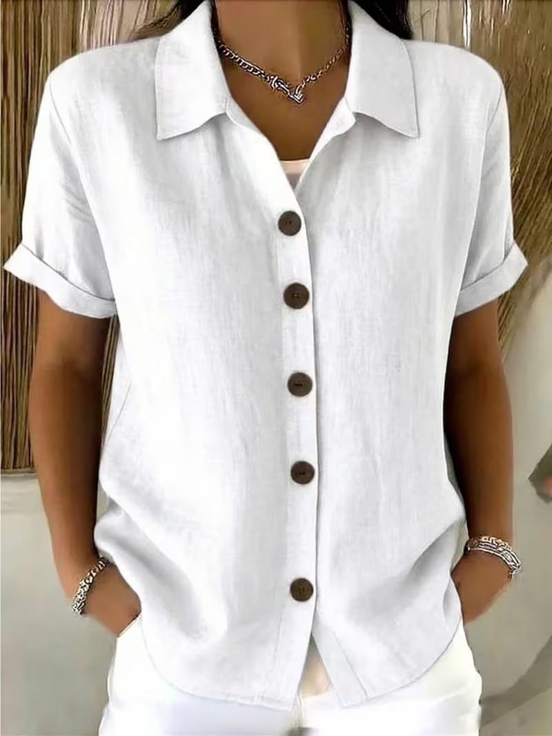 Women's Retro Short Sleeve Printed Blouse