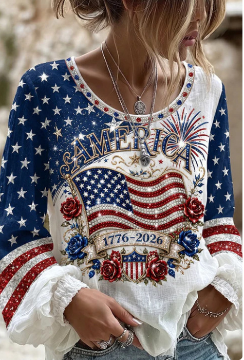 Women's Vintage Print Long Sleeve Top