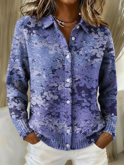 Women's Christmas Tree Swirl Print Long Sleeve Shirt