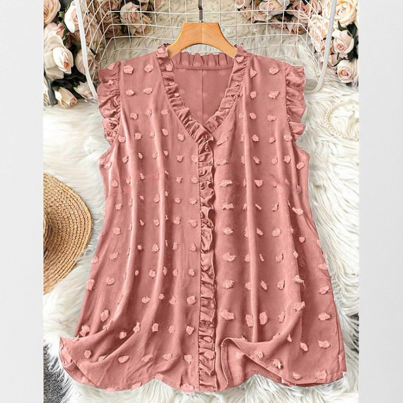 Women's Plus Size Sleeveless V-Neck Blouse Loose Fit