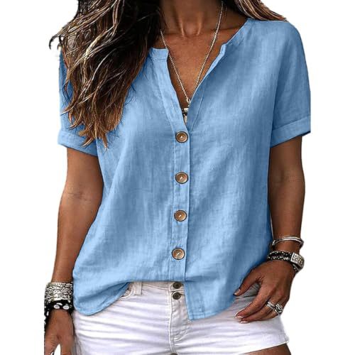 Women's Minimalist Solid Print Short Sleeve Blouse