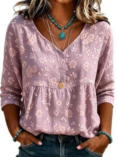 Women's Daisy Floral Print Long Sleeve Shirt