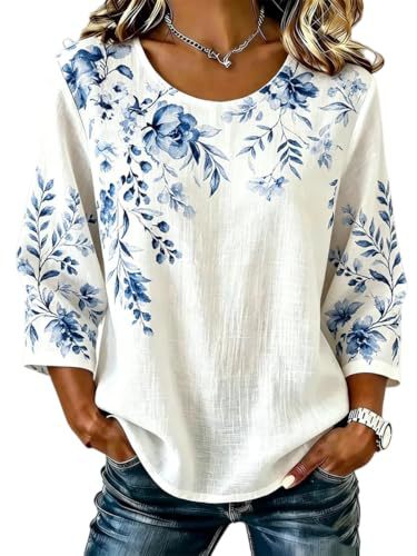 Plaid & Floral Print Long-Sleeve Women's Top