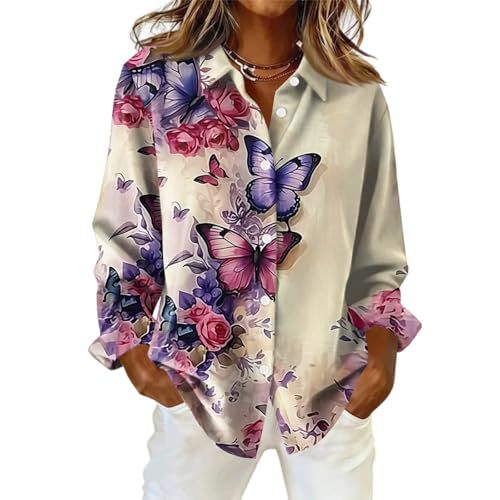 Women's Summer Floral Leaf Print Long Sleeve Blouse