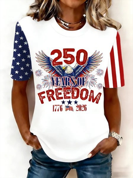 Summer Eagle USA Anniversary Print Short Sleeve T-Shirt