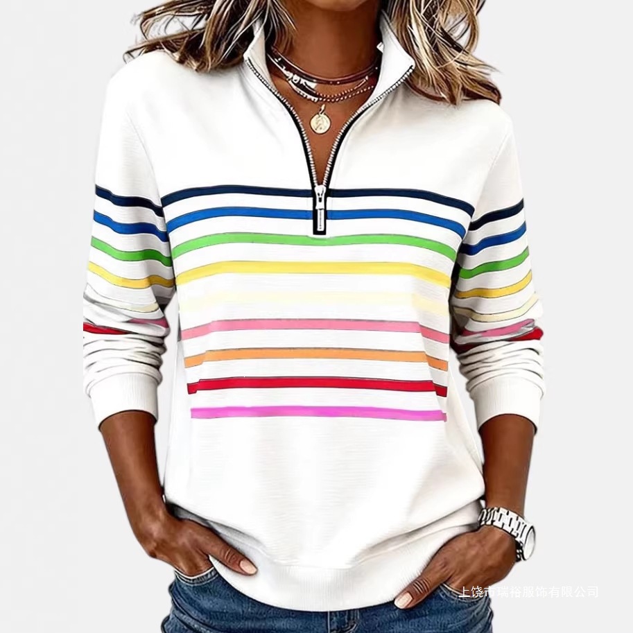 Women's Half-Zip 3D Digital Print Sweatshirt