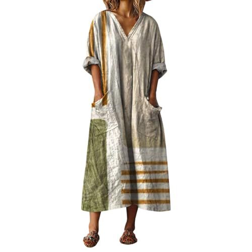 Women's V-Neck Boho A-Line Midi Dress