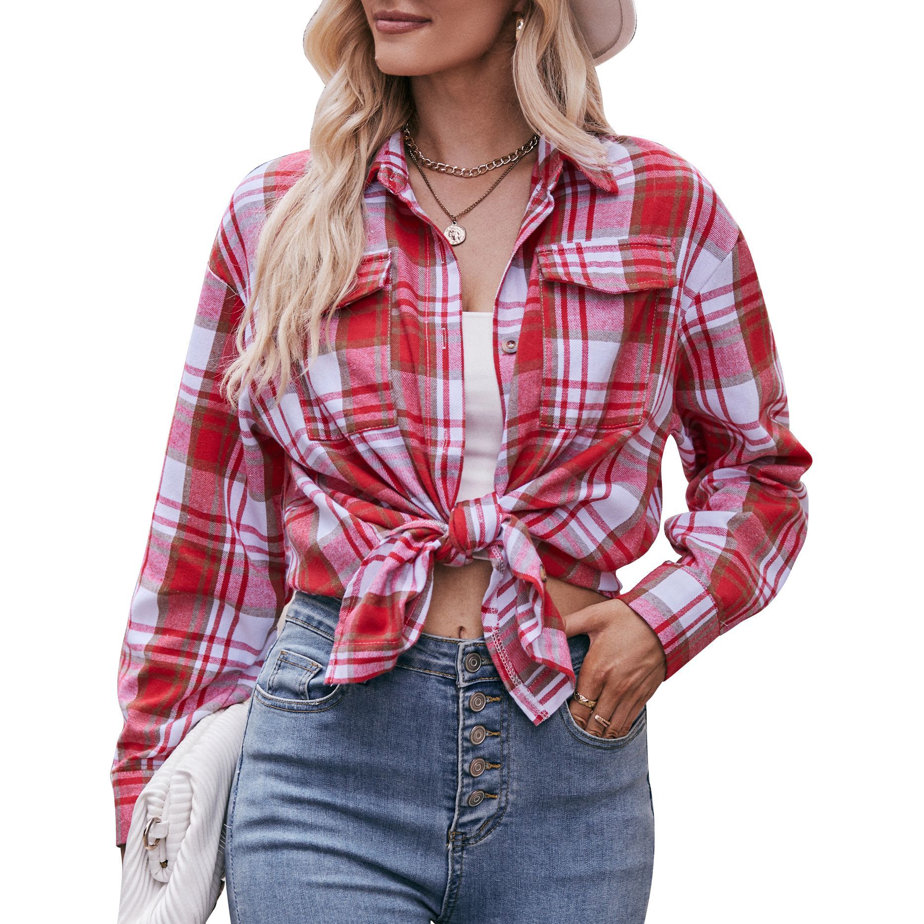 Oversize Plaid Shirt Women's Casual Long Sleeve