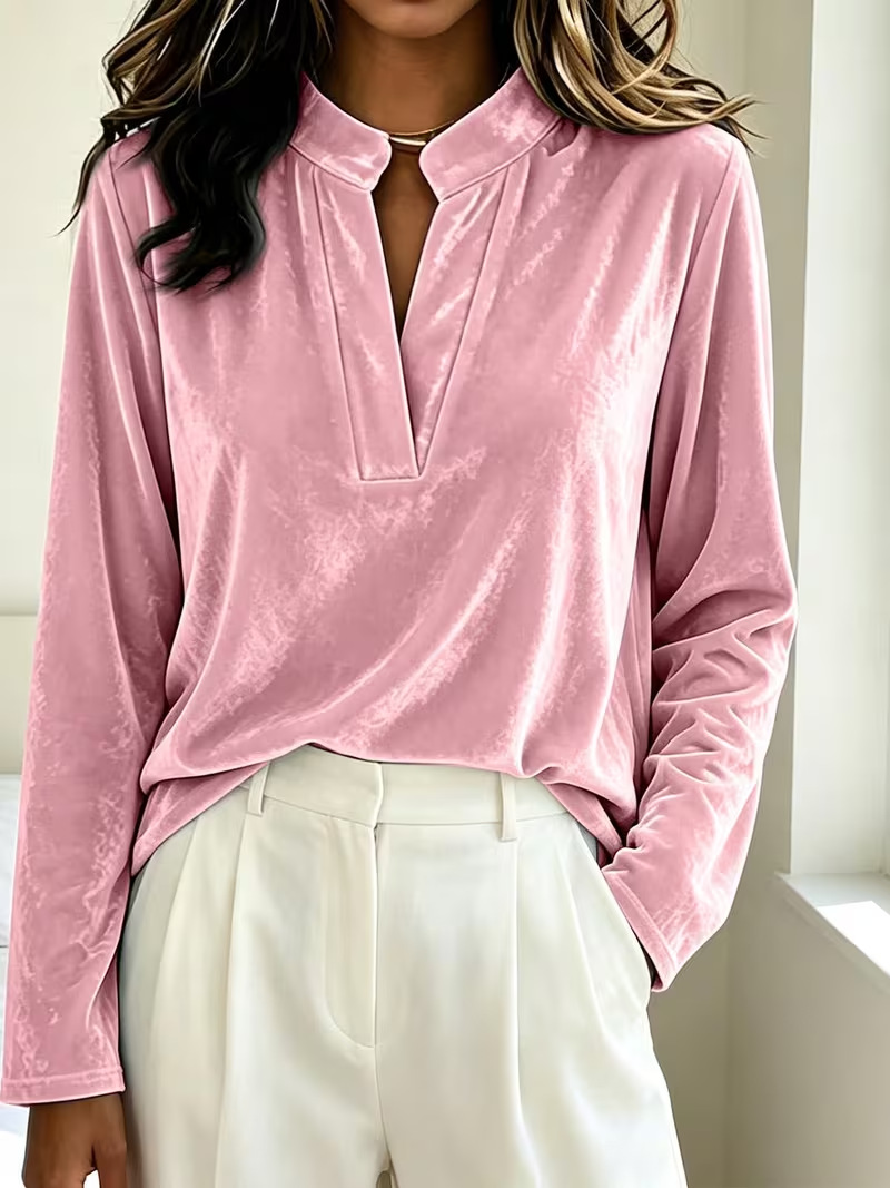 Women's Minimalist Solid Print Long Sleeve Shirt