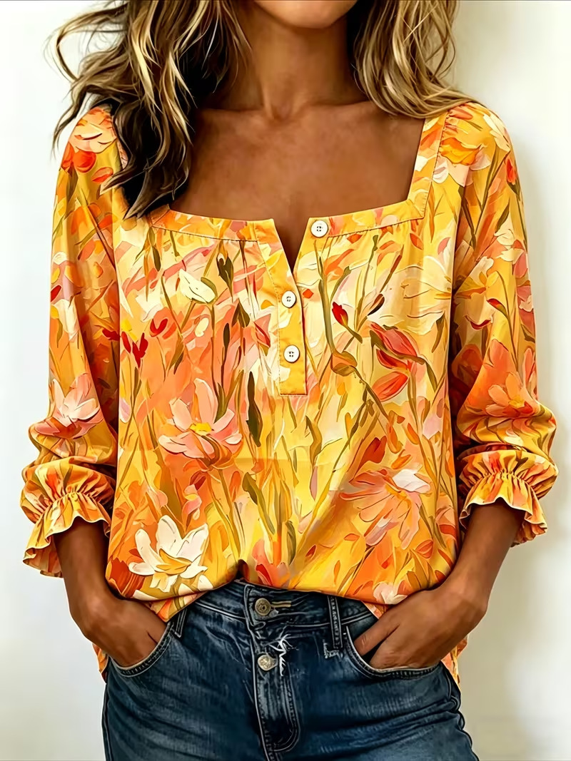 Women's Unique Print Long Sleeve Button-Down Shirt