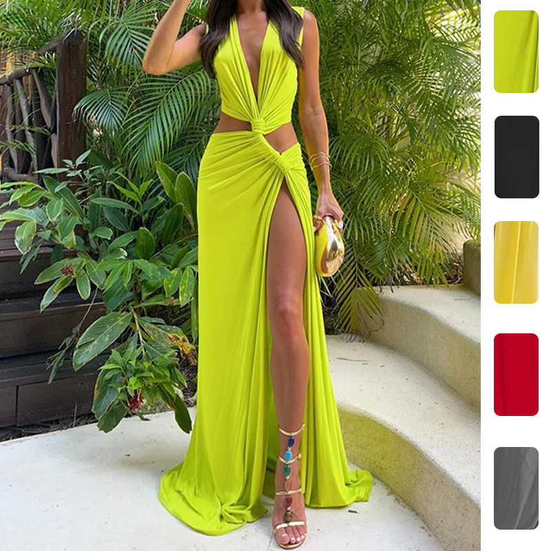 Women's Sleeveless Cutout Slit Irregular Dress