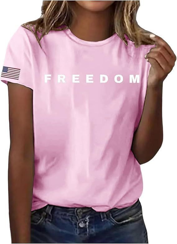 Women's Crewneck Letter Print Short Sleeve T-Shirt