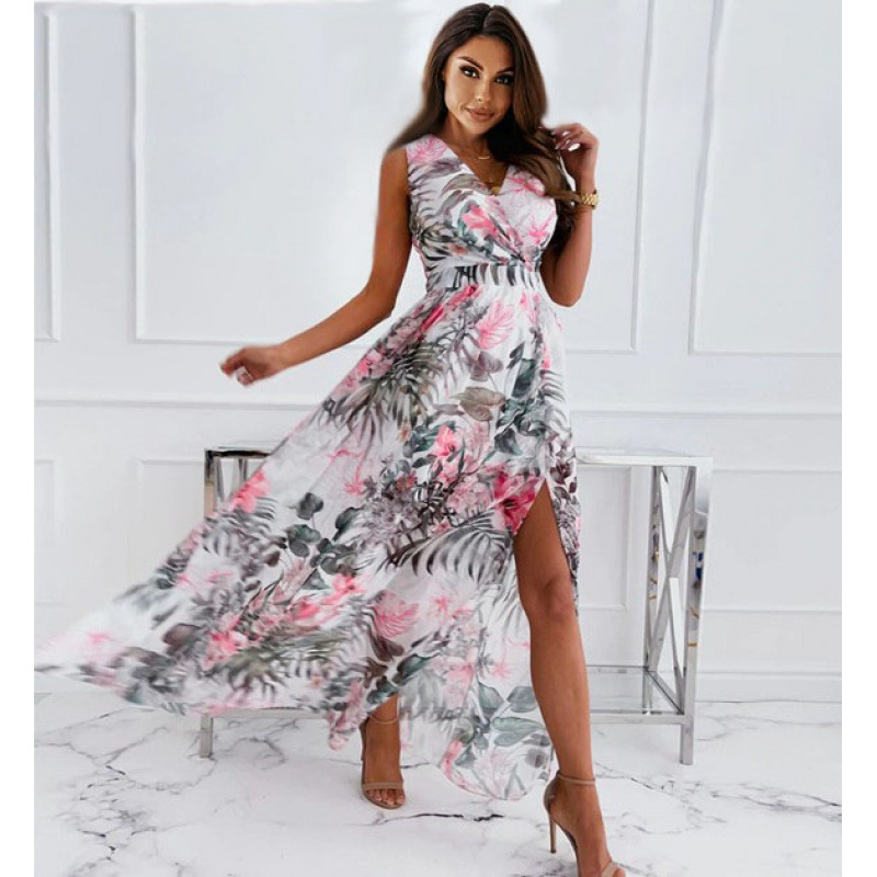 Women's Chiffon Floral Print Tie Dress