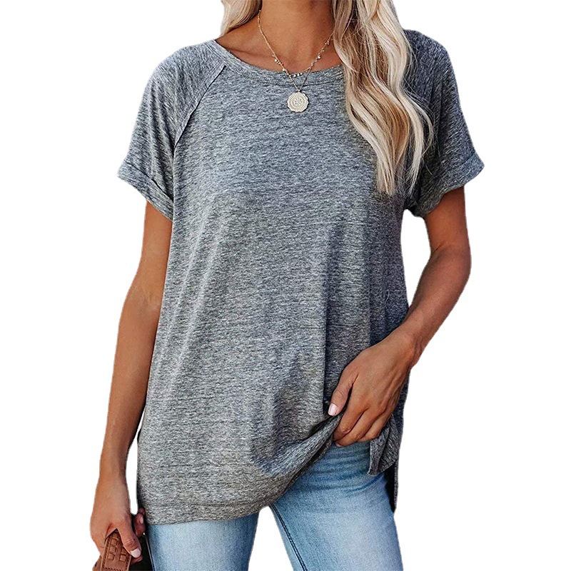 Women's Solid Crewneck Loose Short-Sleeve T-Shirt