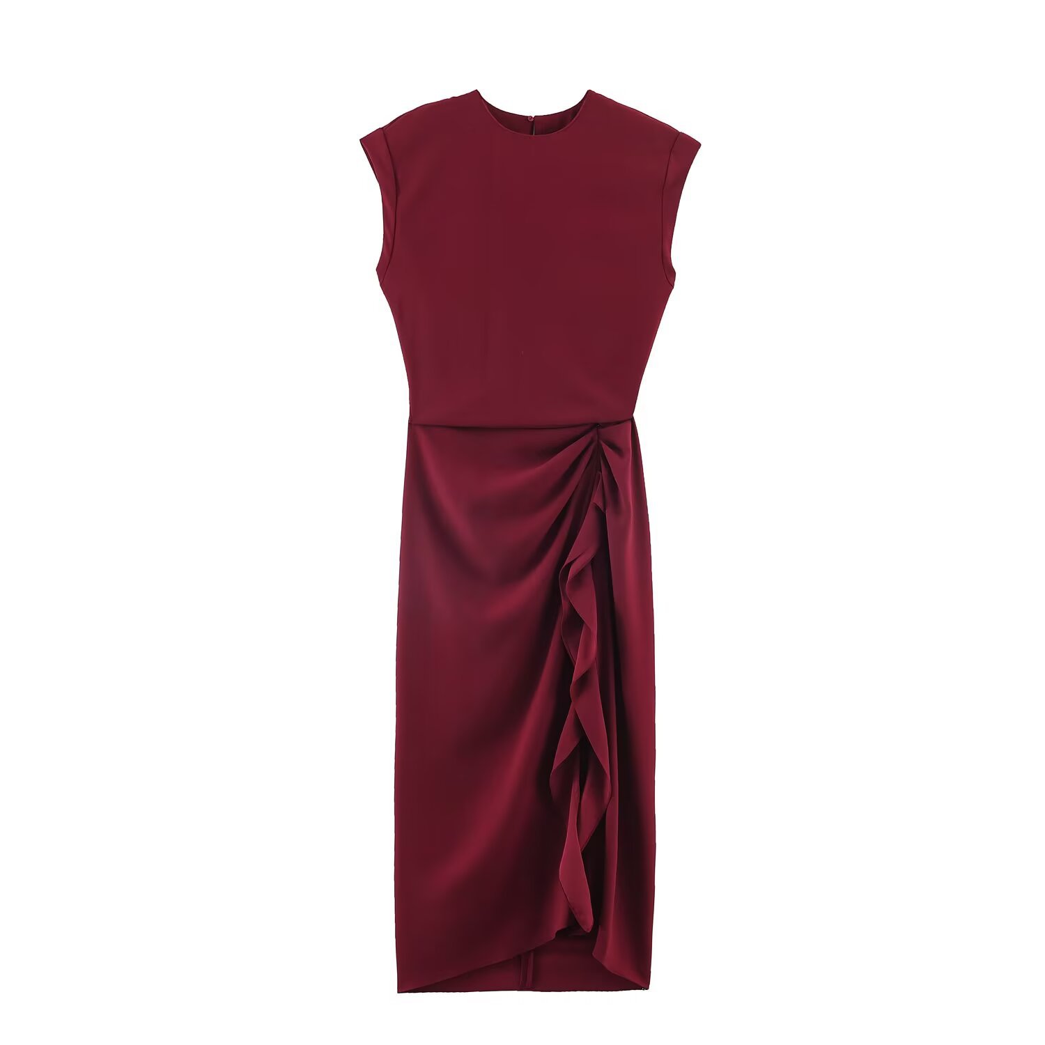 Red Long Sleeveless Layered A-Line Dress