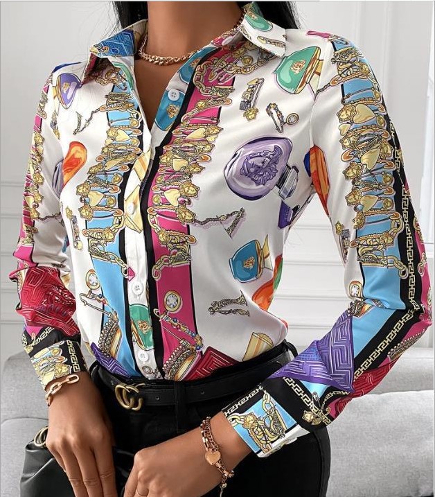 Square Neck Long Sleeve Cropped White Print Top with Drawstring