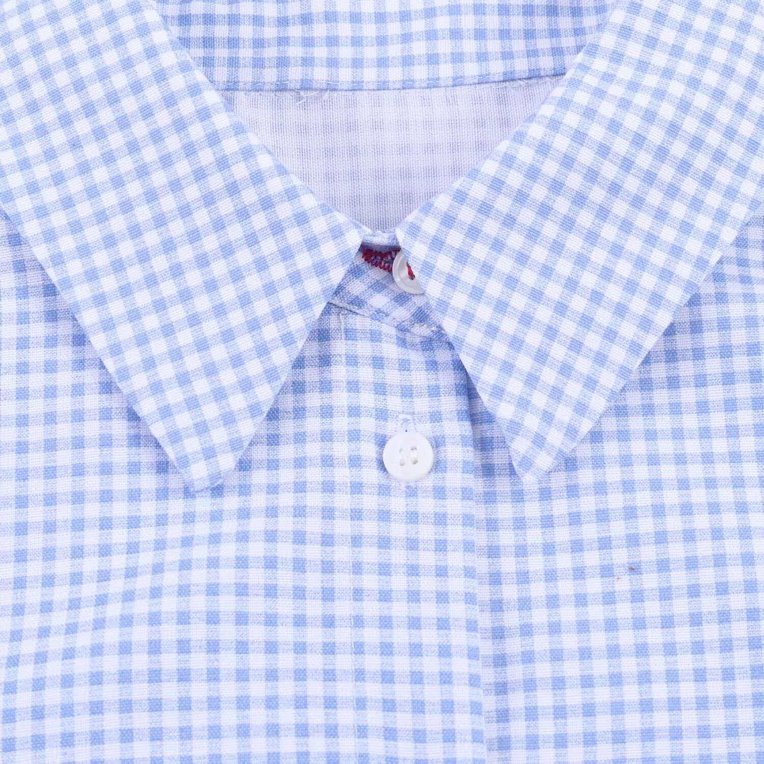 Blue & White Plaid Long-Sleeve Button-Up Shirt